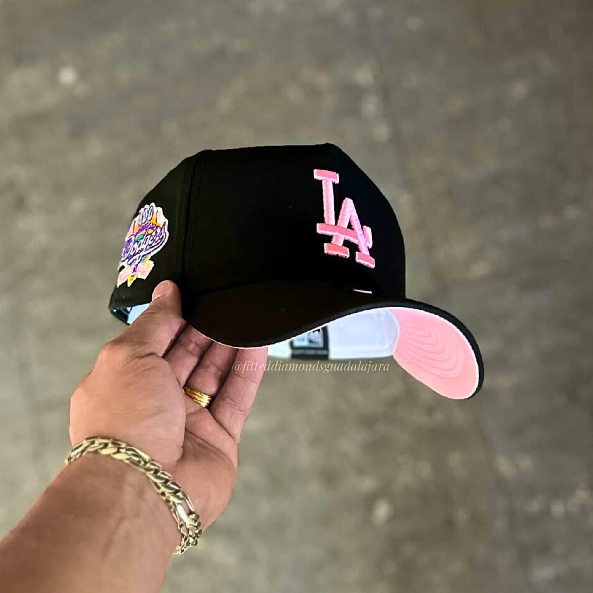 New Era Los Angeles Dodgers Black Pink 9FORTY Adjustable Cap – 100th Anniversary Side Patch