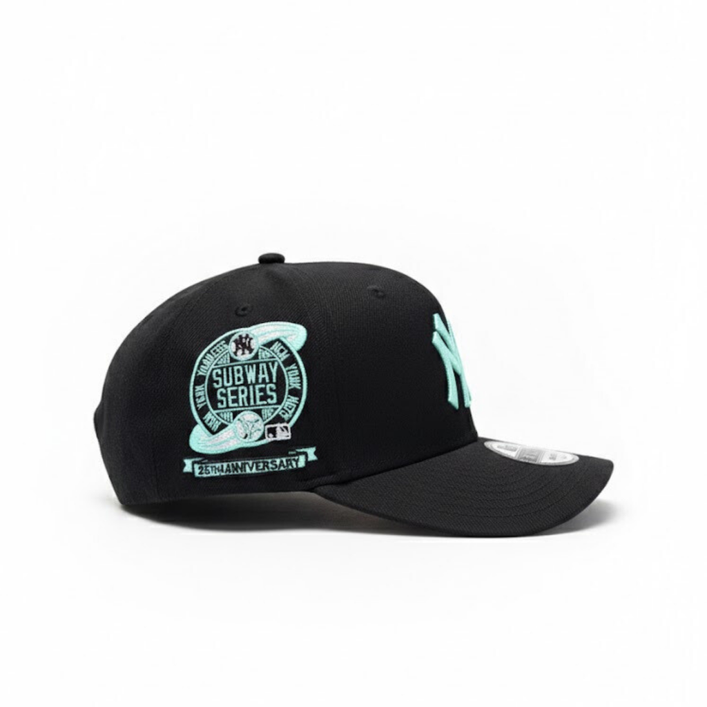 New Era New York Yankees Black Mint 9FORTY Adjustable Cap – Subway Series 25th Anniversary Side Patch