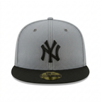 New Era New York Yankees 59FIFTY Grey Black Fitted Flat Brim MLB Baseball Cap