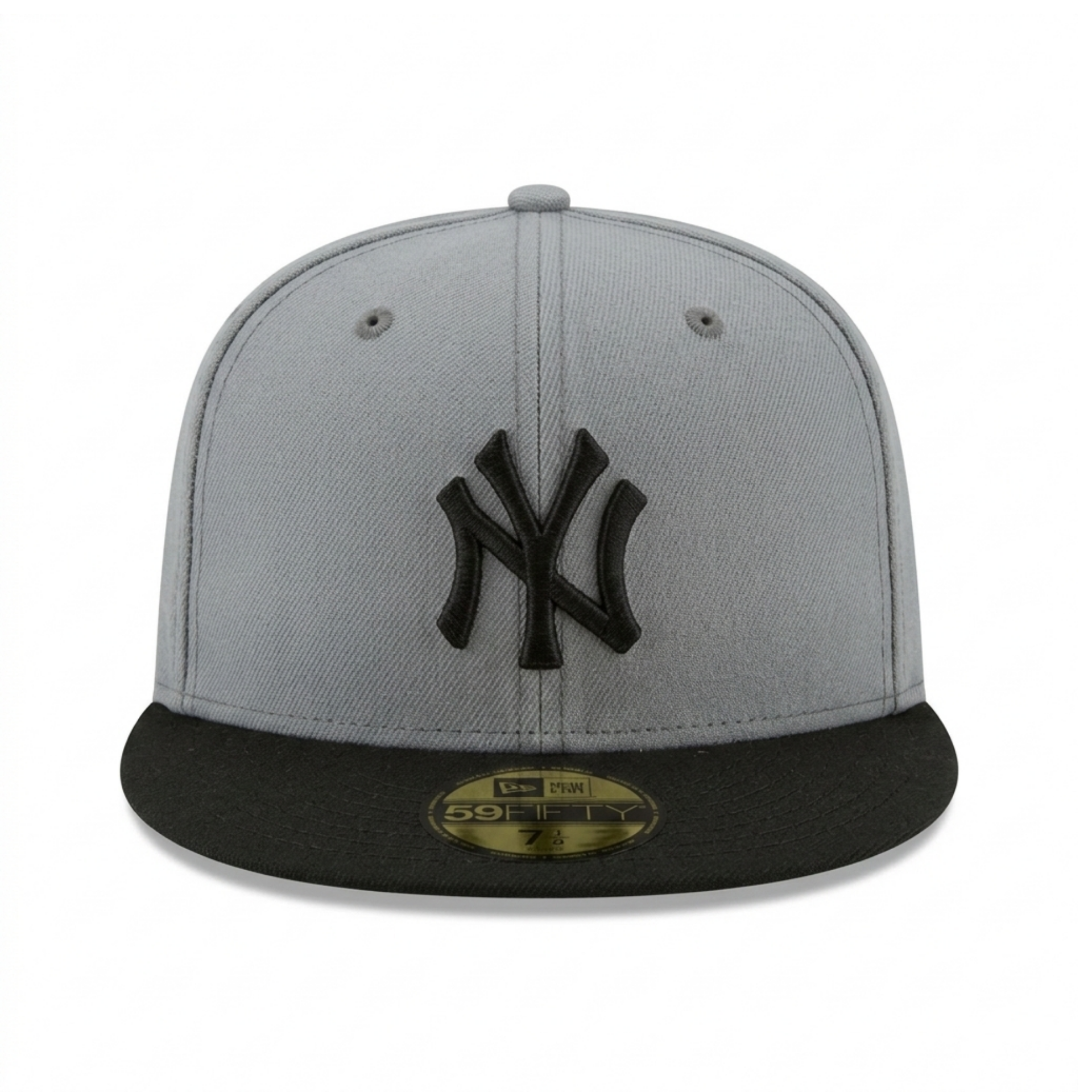 New Era New York Yankees 59FIFTY Grey Black Fitted Flat Brim MLB Baseball Cap