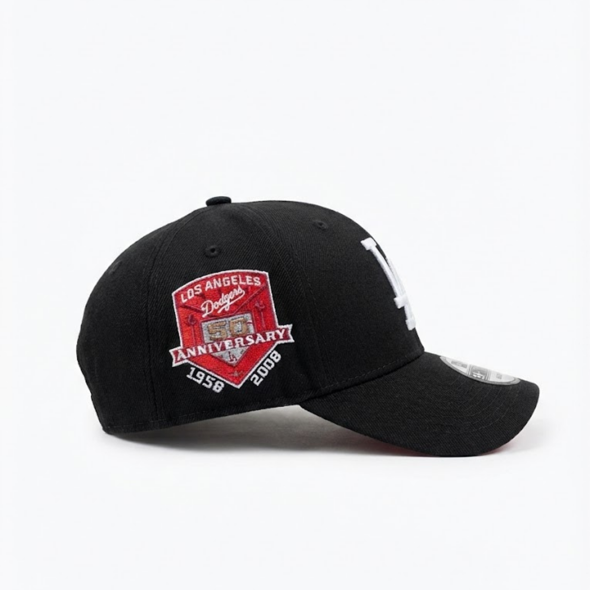 New Era Los Angeles Dodgers Black Red 9FORTY Adjustable Cap – 50th Anniversary Side Patch