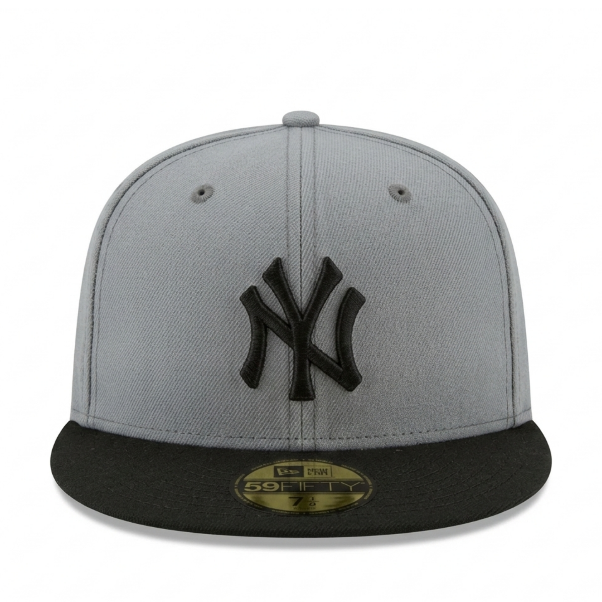 New Era New York Yankees 59FIFTY Grey Black Fitted Flat Brim MLB Baseball Cap