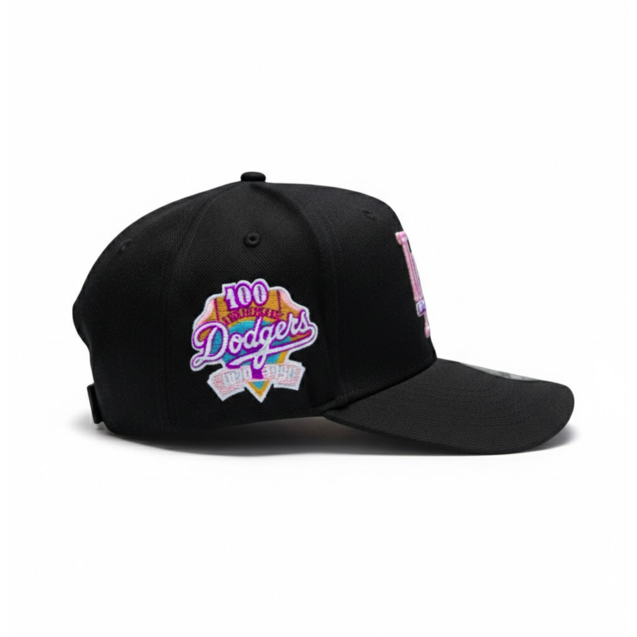 New Era Los Angeles Dodgers Black Pink 9FORTY Adjustable Cap – 100th Anniversary Side Patch