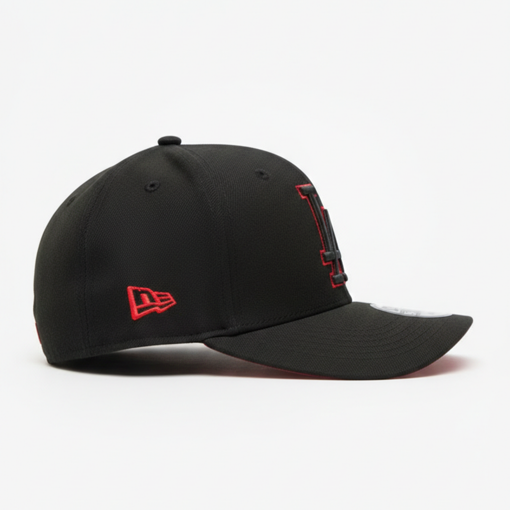 New Era Los Angeles Dodgers Black Scarlet 9FORTY Adjustable Cap – 50th Anniversary Side Patch