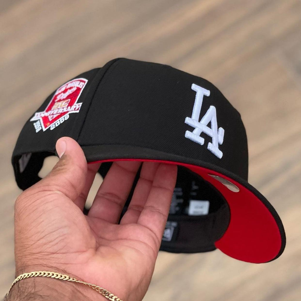 New Era Los Angeles Dodgers Black Red 9FORTY Adjustable Cap – 50th Anniversary Side Patch