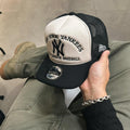 New Era New York Yankees 9FORTY Cream Black Trucker Adjustable Cap