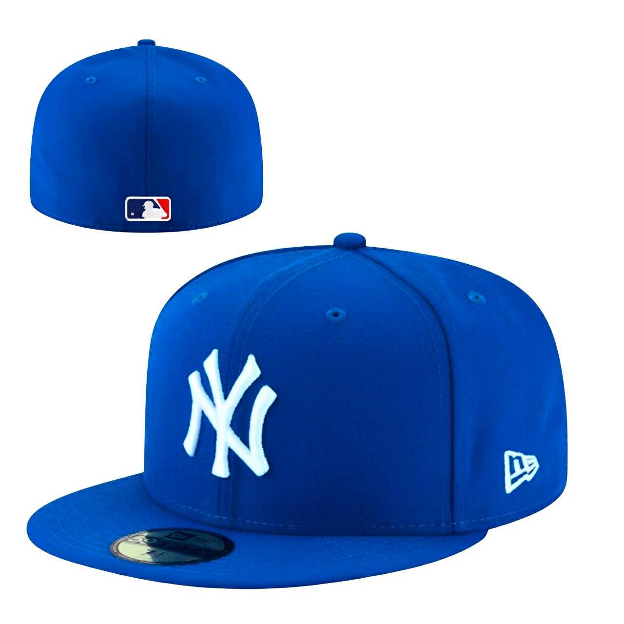 New Era New York Yankees 59FIFTY Royal Blue Fitted Flat Brim MLB Baseball Cap