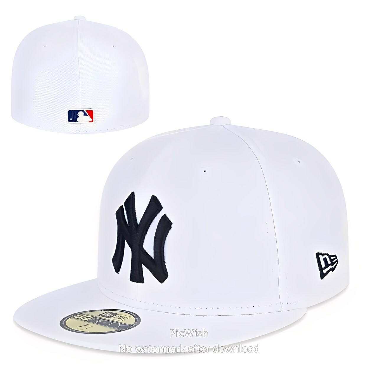 New Era New York Yankees 59FIFTY White Fitted Flat Brim MLB Baseball Cap