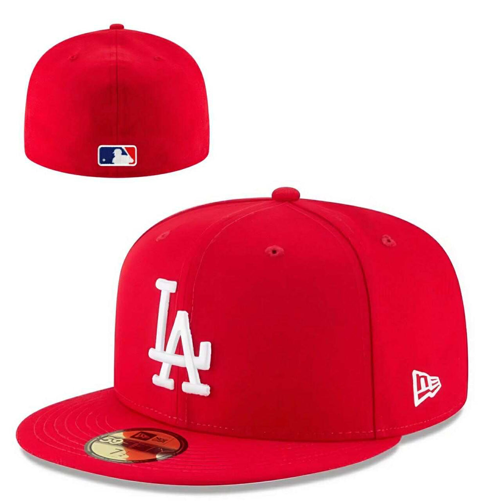 New Era Los Angeles Dodgers 59FIFTY Red Fitted Flat Brim MLB Baseball Cap
