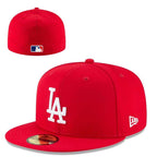 New Era Los Angeles Dodgers 59FIFTY Red Fitted Flat Brim MLB Baseball Cap