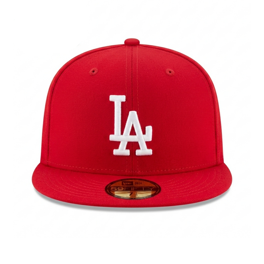 New Era Los Angeles Dodgers 59FIFTY Red Fitted Flat Brim MLB Baseball Cap