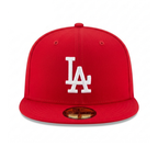 New Era Los Angeles Dodgers 59FIFTY Red Fitted Flat Brim MLB Baseball Cap