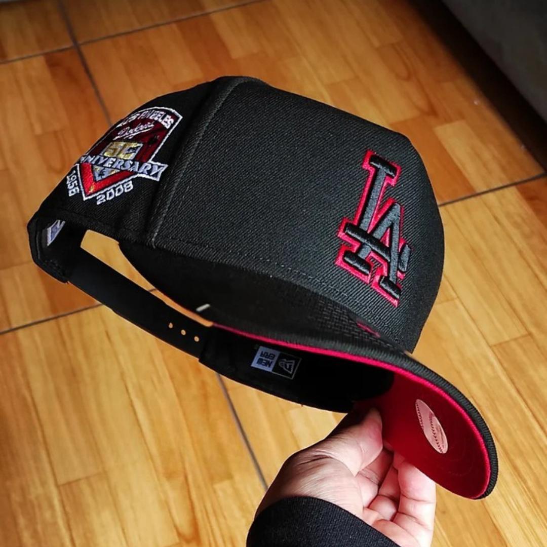 New Era Los Angeles Dodgers Black Scarlet 9FORTY Adjustable Cap – 50th Anniversary Side Patch
