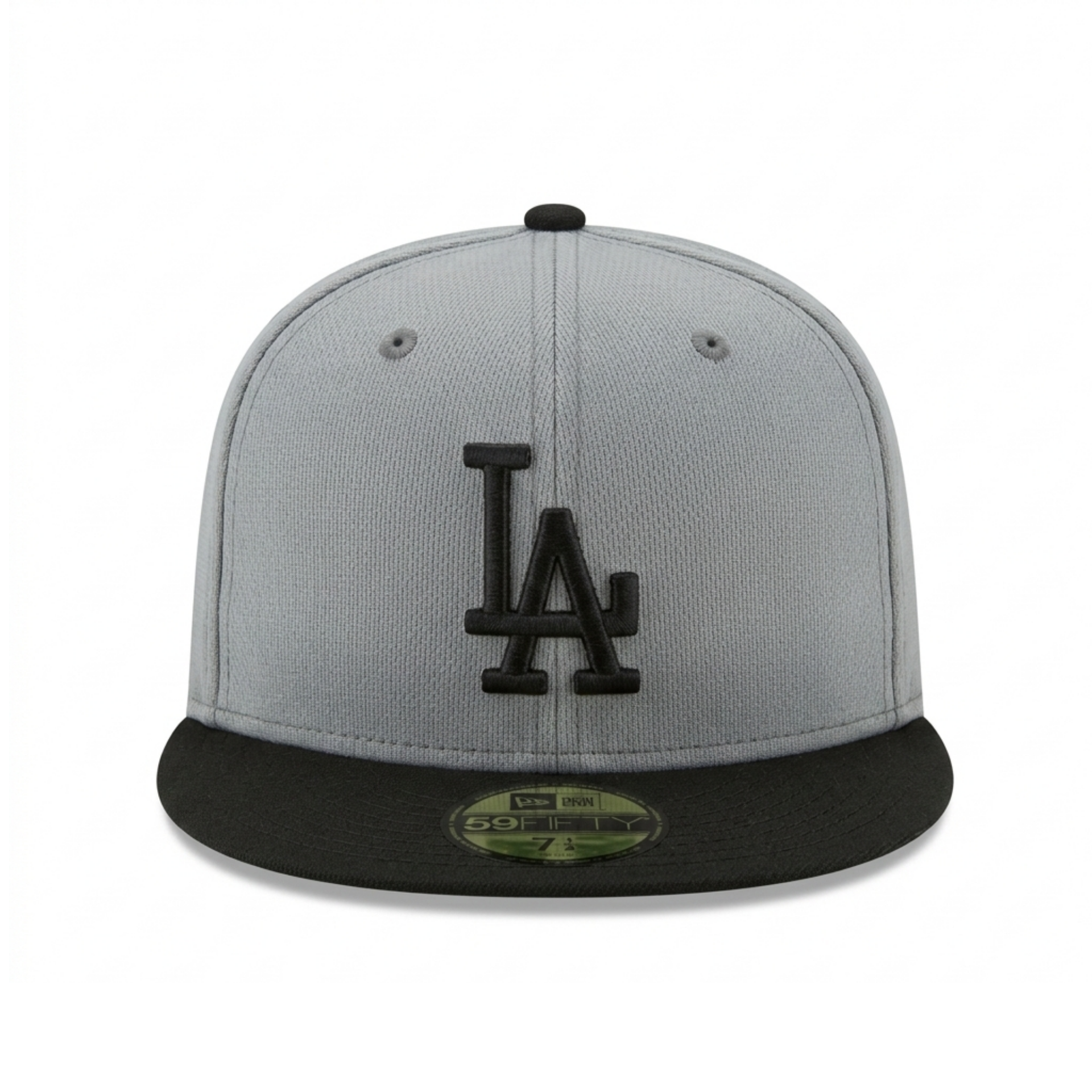New Era Los Angeles Dodgers 59FIFTY Grey Black Fitted Flat Brim MLB Baseball Cap