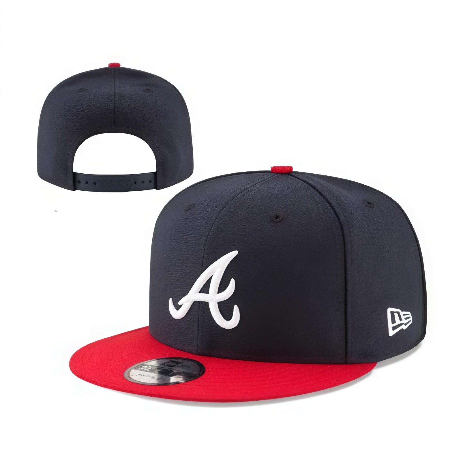 New Era Atlanta Braves 9FIFTY Navy/Red Snapback Flat Brim Cap