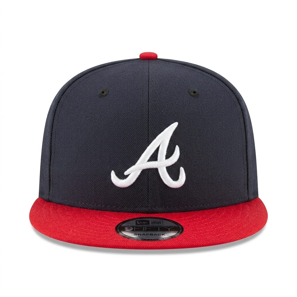 New Era Atlanta Braves 9FIFTY Navy/Red Snapback Flat Brim Cap