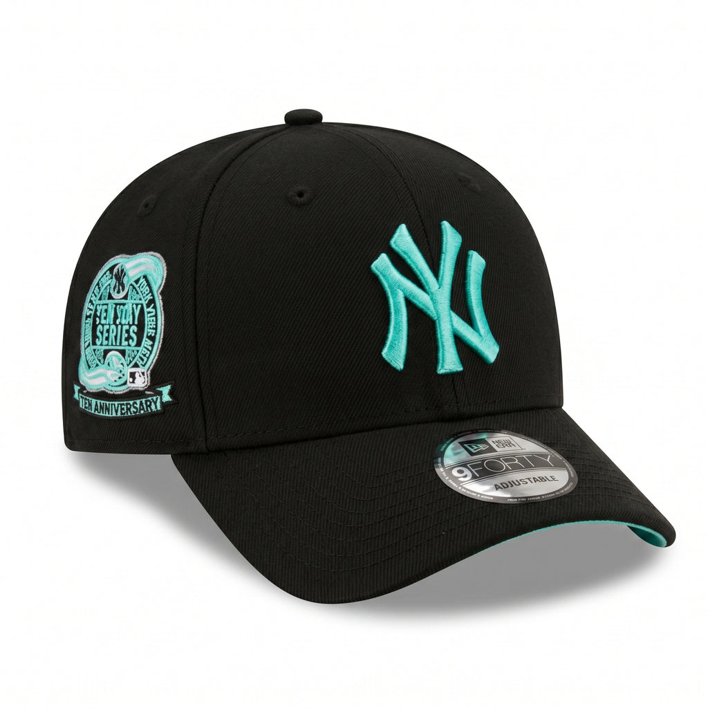 New Era New York Yankees Black Mint 9FORTY Adjustable Cap – Subway Series 25th Anniversary Side Patch