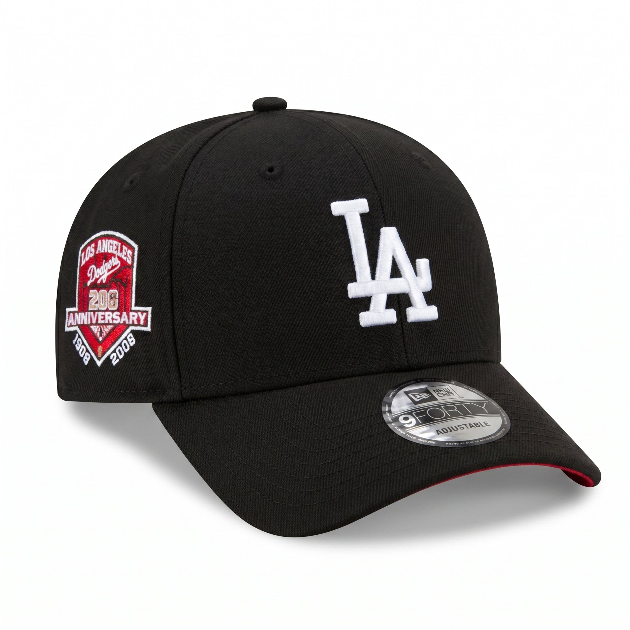 New Era Los Angeles Dodgers Black Red 9FORTY Adjustable Cap – 50th Anniversary Side Patch