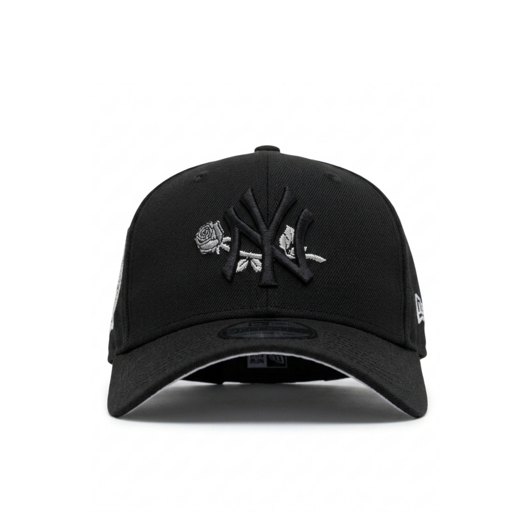 New Era New York Yankees Black 9FORTY Adjustable Cap – Floral Logo Embroidery – 25th Subway Series Side Patch Edition